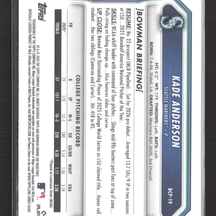 2026 Bowman Chrome Kade Anderson #BCP-19