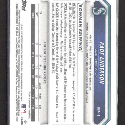 2026 Bowman Chrome Kade Anderson #BCP-19