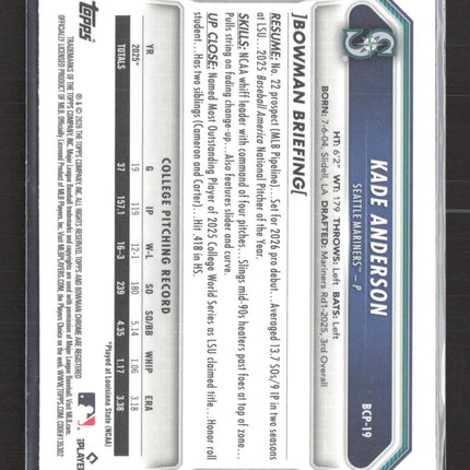 2026 Bowman Chrome Kade Anderson #BCP-19
