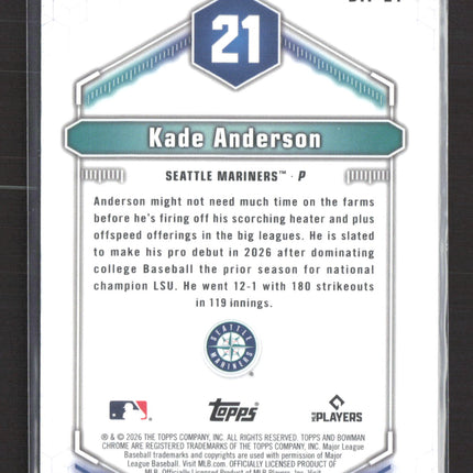 2026 Bowman Chrome Top 100 Kade Anderson #BTP-21