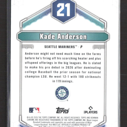 2026 Bowman Chrome Top 100 Kade Anderson #BTP-21