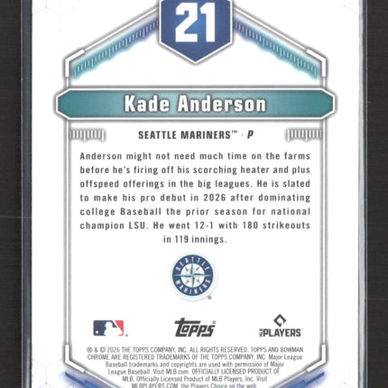 2026 Bowman Chrome Top 100 Kade Anderson #BTP-21