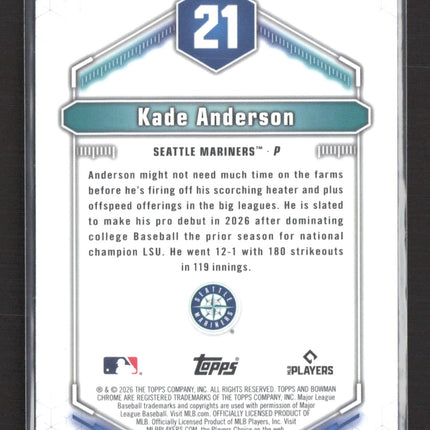 2026 Bowman Chrome Top 100 Kade Anderson #BTP-21