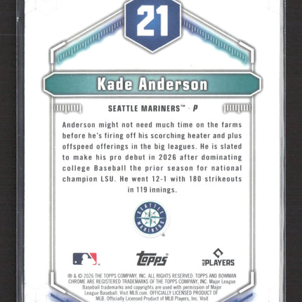2026 Bowman Chrome Top 100 Kade Anderson #BTP-21