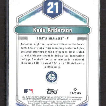 2026 Bowman Chrome Top 100 Kade Anderson #BTP-21