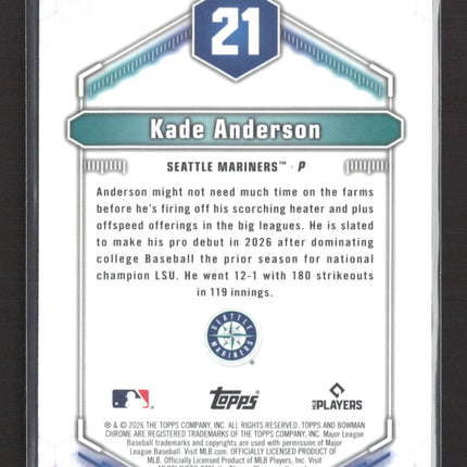 2026 Bowman Chrome Top 100 Kade Anderson #BTP-21