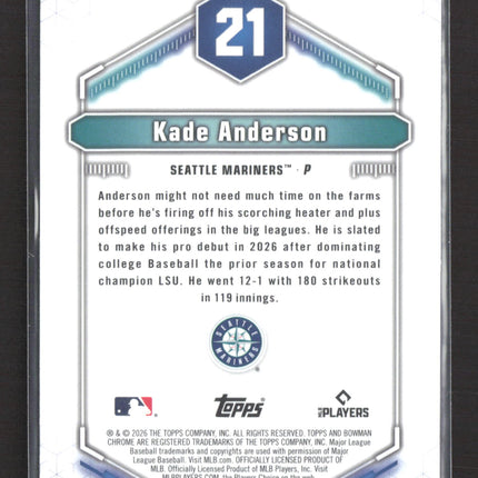 2026 Bowman Chrome Top 100 Kade Anderson #BTP-21
