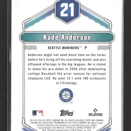 2026 Bowman Chrome Top 100 Kade Anderson #BTP-21