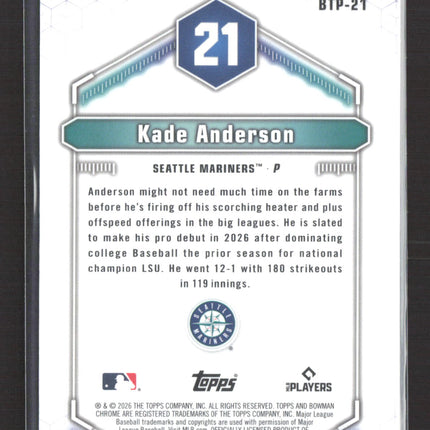 2026 Bowman Chrome Top 100 Kade Anderson #BTP-21