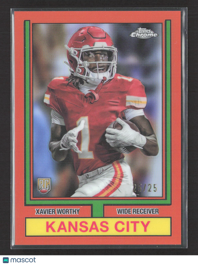 2024 Topps Chrome 1974 Topps Xavier Worthy #74TF-8 Orange Refractor RC 25/25