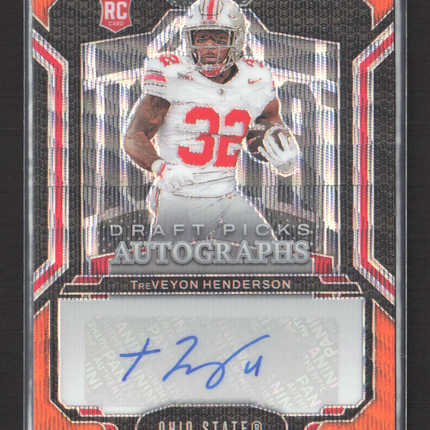 2025 Panini Prizm Draft Picks TreVeyon Henderson #DPA-THN Orange 08/75 Auto