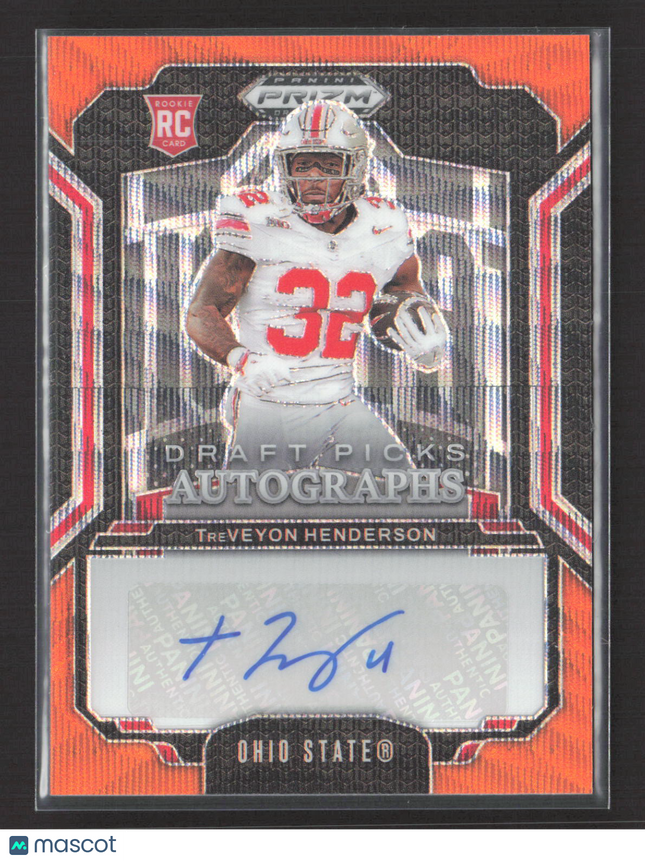 2025 Panini Prizm Draft Picks TreVeyon Henderson #DPA-THN Orange 08/75 Auto
