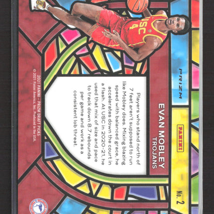 2021 Panini Prizm Draft Picks Stained Glass Evan Mobley #2 RC
