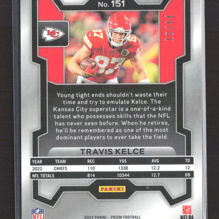 2023 Panini Prizm Travis Kelce #151 Red Yellow 10/44