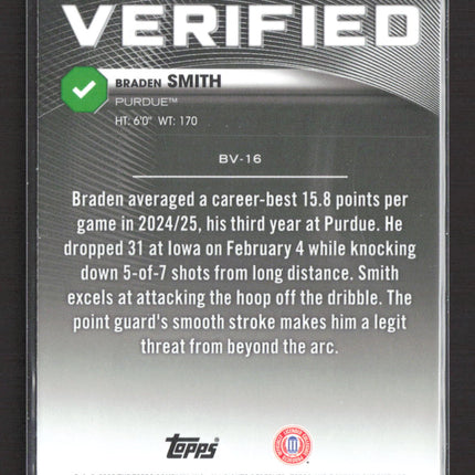 2025 Bowman Chrome University Verified Braden Smith #BV-16 Refractor /125