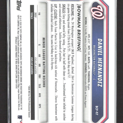 2026 Bowman Chrome Daniel Hernandez #BCP-97 Reptilian
