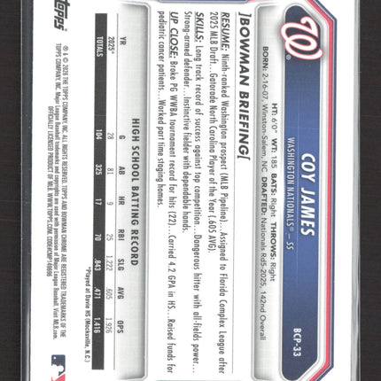 2026 Bowman Chrome Mega Box Coy James #BCP-33 Mojo Refractor