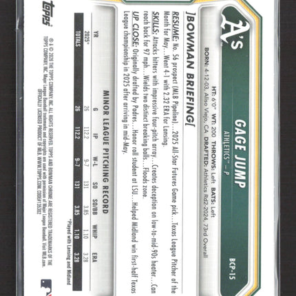 2026 Bowman Chrome Gage Jump #BCP-15 Lazer