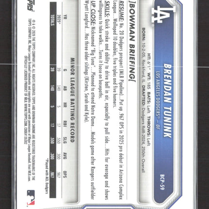 2026 Bowman Chrome Brendan Tunink #BCP-59 Reptilian  1st Bowman