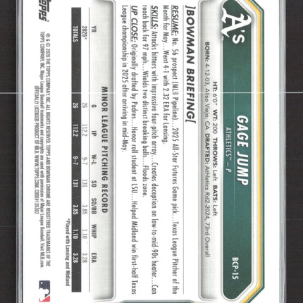 2026 Bowman Chrome Gage Jump #BCP-15 Reptilian 1st Bowman