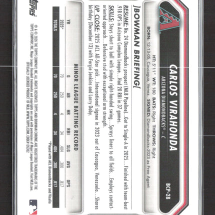 2026 Bowman Chrome Carlos Virahonda #BCP-28 Reptilian