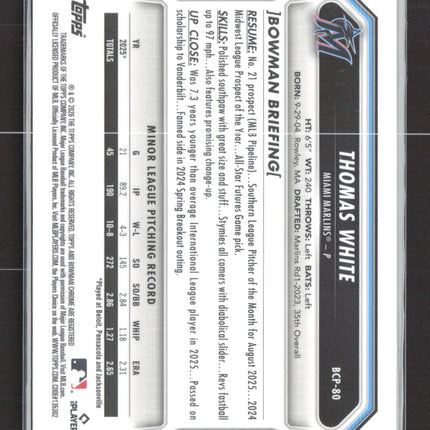 2026 Bowman Chrome Thomas White #BCP-80 Reptilian