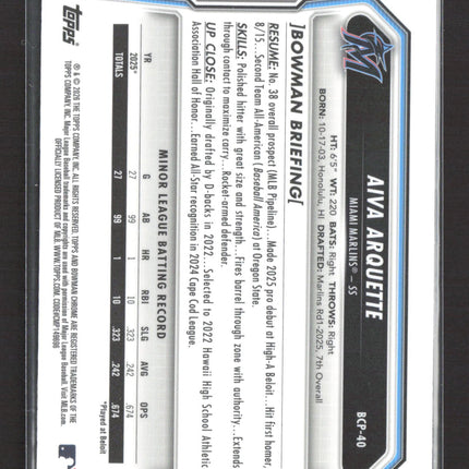 2026 Bowman Chrome Mojo Refractor Aiva Arquette #BCP-40