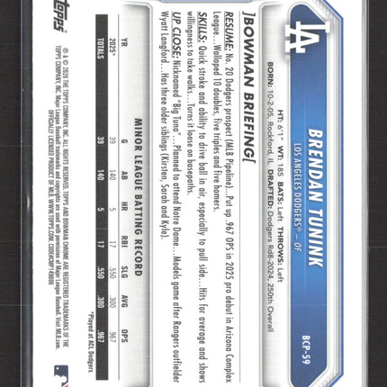 2026 Bowman Chrome Mega Box Brendan Tunink #BCP-59 Mojo Refractor 1st Bowman