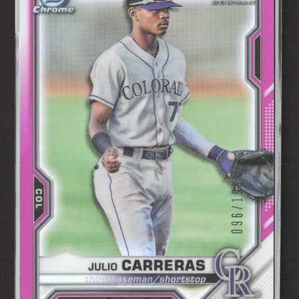 2021 Bowman Chrome Julio Carreras #BCP-161 Pink Refractor 1st Bowman