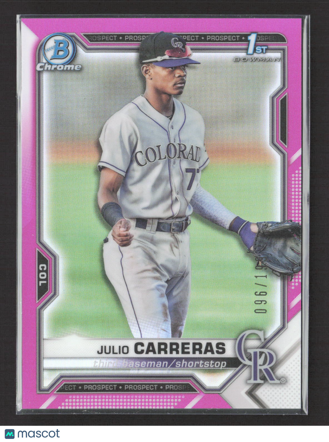 2021 Bowman Chrome Julio Carreras #BCP-161 Pink Refractor 1st Bowman