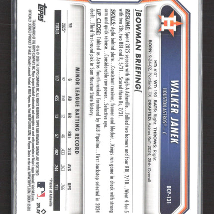 2026 Bowman Chrome Walker Janek #BCP-131 Reptilian
