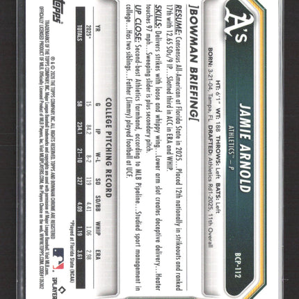 2026 Bowman Chrome Jamie Arnold #BCP-112 Reptilian