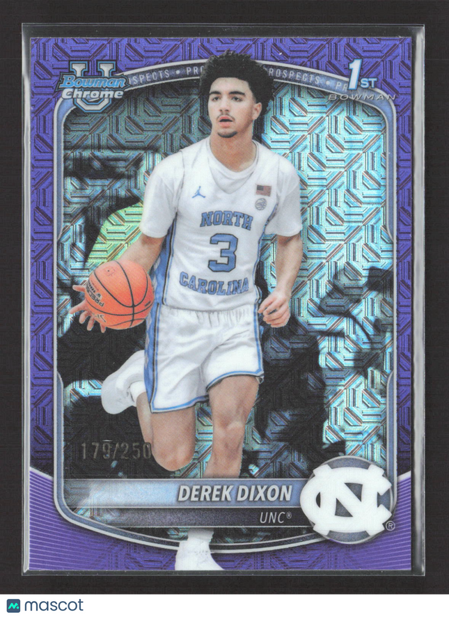 2025 Bowman Chrome University Derek Dixon #BCP-37 Purple Mojo 1st Bowman 179/250