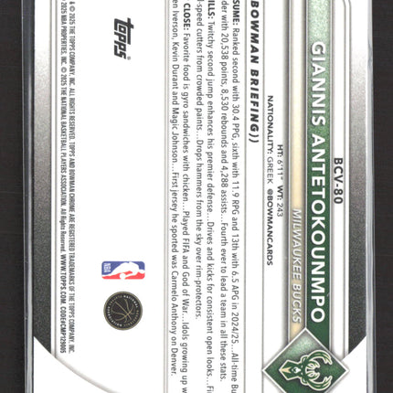 2025 Bowman Chrome Giannis Antetokounmpo #BCV-80 Speckle Refractor 058/299