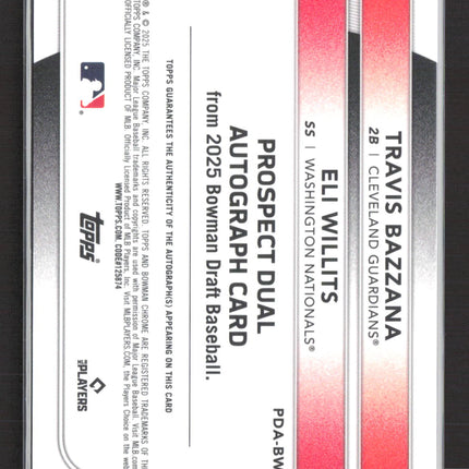2025 Bowman Draft Chrome Travis Bazzana Eli Willits #PDA-BW Refractor 06/99 Auto