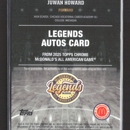 2025 Topps Chrome McDonald's All American Game Legends Auto Juwan Howard #LA-JH