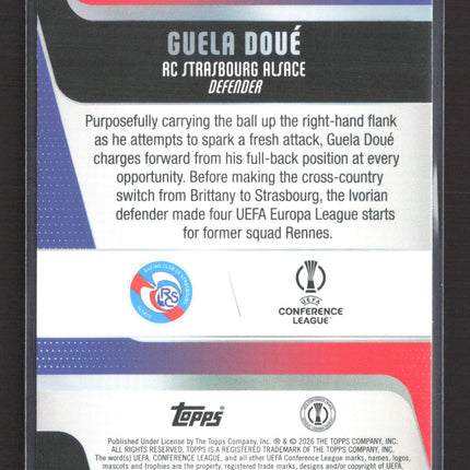 2026 Topps UEFA Club Competitions Guela Doue #180 RC 50/50 Gold Wave