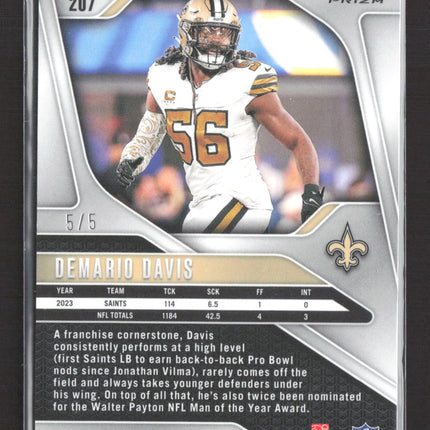 2024 Panini Prizm Football Demario Davis #207 Green Shimmer /5