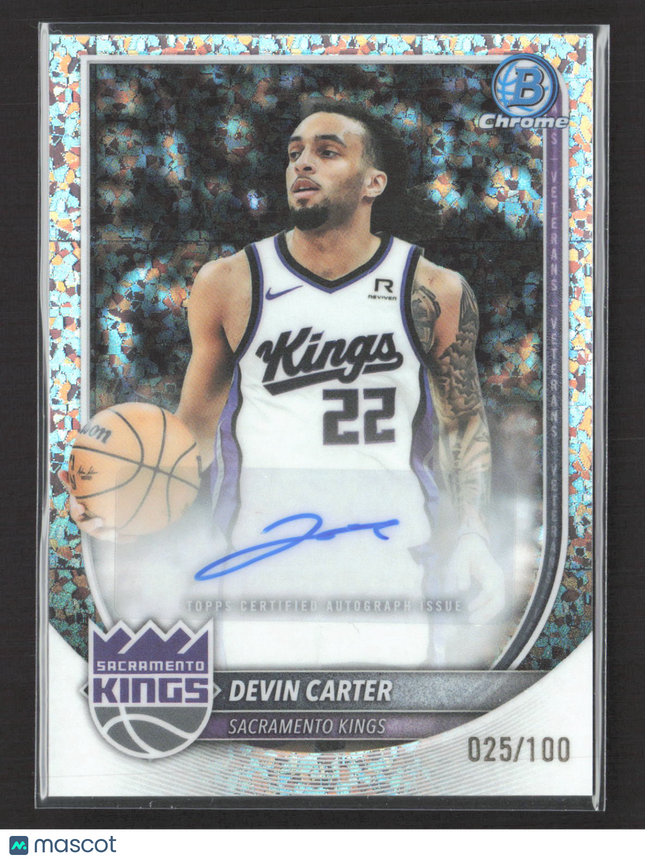 2025 Topps Bowman Chrome Devin Carter #BCA-DC Speckle Refractor 025/100 Auto