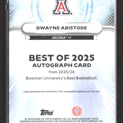 2026 Topps Bowman University's Best Best of 2025 Dwayne Aristode #BA-DA Auto