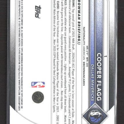 2025 Topps Bowman Cooper Flagg #1 RC