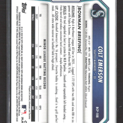 2026 Bowman Chrome Colt Emerson #BCP-108 Reptilian