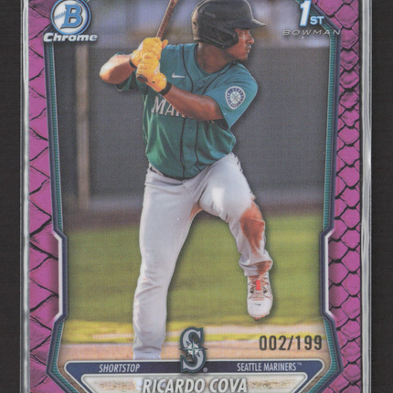 2026 Bowman Chrome Ricardo Cova #BCP-94 Purple Reptilian Refractor 002/199