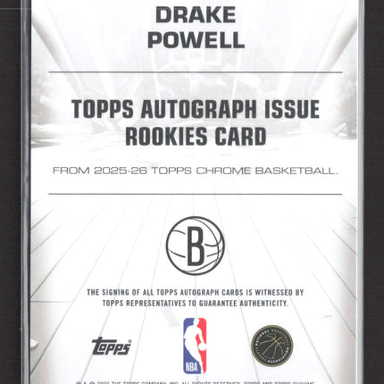 2025 Topps Chrome Drake Powell #TAUR2-DP RC Auto