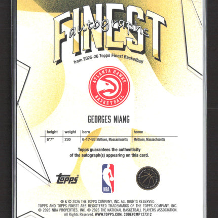 2026 Topps Finest Georges Niang #FAU-GN Auto
