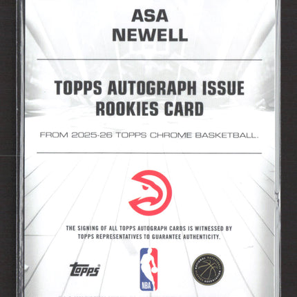 2025 Topps Chrome Basketball Asa Newell #TAIR-AN RC 38/75 Auto