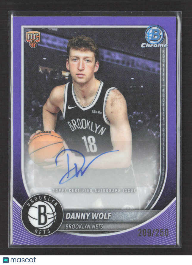 2025 Topps Bowman Chrome Danny Wolf #BCA-DW Purple 209/250 RC Auto