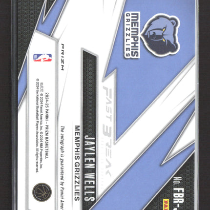 2024 Panini Prizm Fast Break Jaylen Wells #FBR-JWG Disco Auto