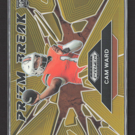 2025 Panini Prizm Draft Picks Prizm Break Cam Ward #7 Gold RC 02/10