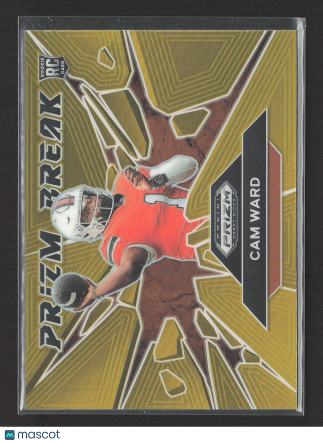 2025 Panini Prizm Draft Picks Prizm Break Cam Ward #7 Gold RC 02/10